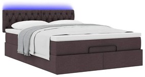 Estrutura cama otomana colchão 140x200cm tecido castanho escuro