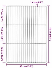 Grelha de Churrasco vidaXL com Manoplas Retangular 50x35 cm Aço Inoxid