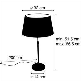 Candeeiro de mesa preto com cúpula preta com dourado 35 cm - Parte Moderno