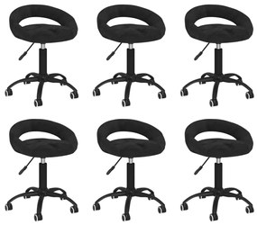 vidaXL Cadeiras de jantar giratórias 6 pcs veludo preto