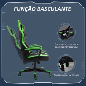 Vinsetto Cadeira Gaming Cadeira de Escritório Ergonómica com Altura Re