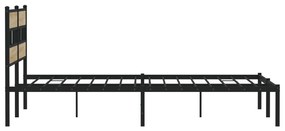 Estrutura de cama sem colchão 200x200cm metal carvalho sonoma