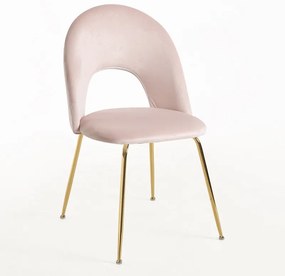 Cadeira Dawa Gold Veludo - Rosa