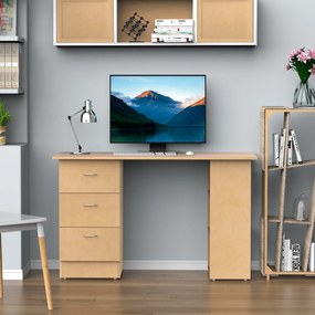 Mesa de computador de mesa para casa Escritório 3 gavetas 3 prateleira