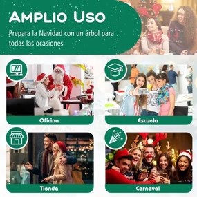 Árvore de Natal Artificial 180 CM  forma Lápis com 392 pontas de ramos Base de fio de memória Base de metal Decoração de árvore fina Verde