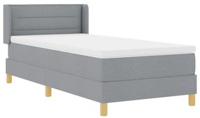 Cama Box com Colchão Cinza Claro, 100 x 200 cm, Têxtil