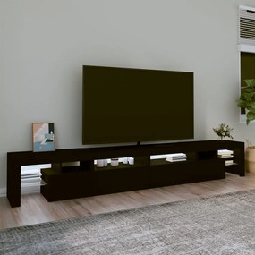 Móvel de TV com luzes LED 260x36,5x40 cm preto