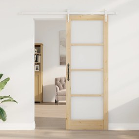 Conjunto de Porta Deslizante vidaXL com Acessórios 78x211 cm Madeira S