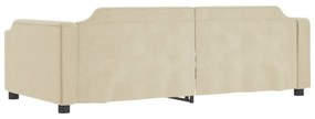 Sofá-cama com gavetão e gavetas 100x200 cm tecido cor creme