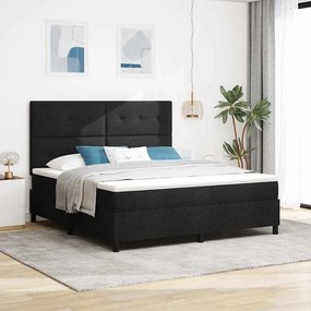 vidaXL Cama Box com colchão e LED preto 180x200 cm, tecido