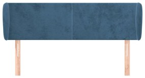 Cabeceira de cama c/ abas veludo 147x23x78/88cm azul-escuro