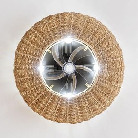 Ventoinha de teto EnergySilen LampAero 650 Natural Wicker de design com motor DC, com uma potência de 20 W e lâmpada integrada, com 5 pás de 11 polega
