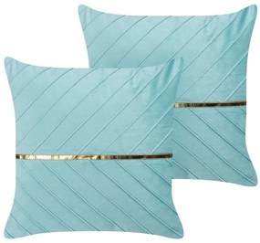 Conjunto de 2 almofadas decorativas em veludo azul claro 45 x 45 cm CONEFLOWER Beliani