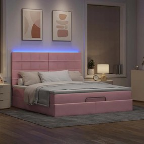 Estrutura de cama otomana com colchões 180x200 cm veludo rosa