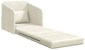 Sofá Cama de Piso 2-em-1 Creme 65x80x83 cm Veludo