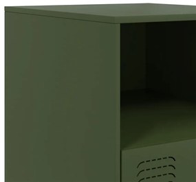 Mesas de cabeceira 2 pcs 34,5x39x44 cm aço verde azeitona