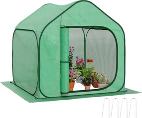 Mini estufa pop-up 150 x 148 x 148 cm, pequena estufa para vegetais e flores com porta com fecho de correr em PE, verde