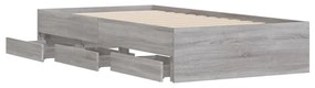 Estrutura de cama c/ gavetas derivados madeira cinza sonoma