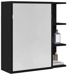 Armário Espelho de Casa de Banho vidaXL Preto Carvalho 62,5x20,5x64cm