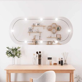 Espelho de parede oval com luzes LED 45x100 cm vidro