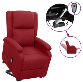 vidaXL Poltrona elevatória tecido vermelho tinto