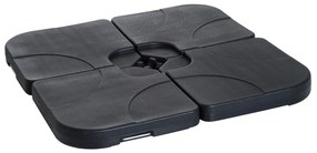Outsunny Base para Chapéu de Sol de 4 Peças Suporte para Chapéu de Sol para Jardim Pátio Exterior 50x50x7,5cm Preto