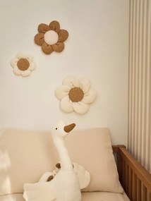 Lote de 3 flores em veludo bege