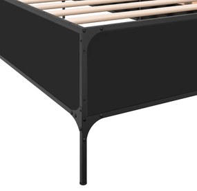 Estrutura de cama 75x190 cm derivados de madeira e metal preto