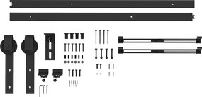 HOMCOM Kit para Porta de Correr, silencioso & de deslizamento suave, para paredes de madeira & cimento, 183 cm, aço, preto | Aosom Portugal