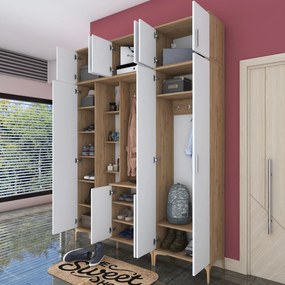 Cabideiro EA121 – Nogueira e Branco – 180x240x37,5 cm