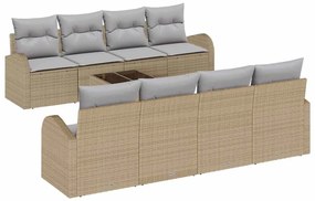 Conjunto de sofá de jardim com 9 peças e almofadas bege