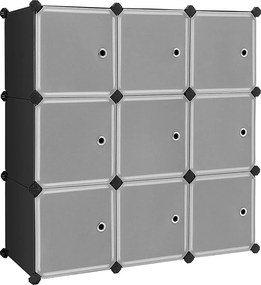 Guarda Roupa Modular Armário de plástico com 9 cubos 93 x 31 x 93 cm Preto