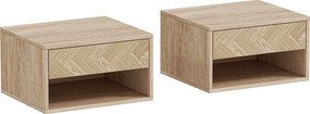 HOMCOM Conjunto de 2 Mesas de Cabeceira Suspensas com Gaveta e Compartimento para Quarto Sala 37x32x21 cm Madeira | Aosom Portugal