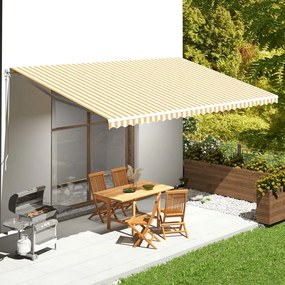 vidaXL Tecido de substituição para toldo 6x3,5 m amarelo e branco
