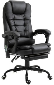 Vinsetto Cadeira de Massagem com 7 Pontos de Massagem Reclinável com Apoio para os Pés e Controlo Remoto 67x79x111-121 cm Preto