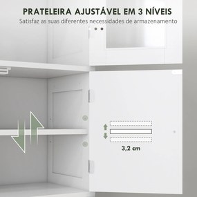 Móvel Auxiliar para Casa de Banho com 6 Portas Prateleiras Ajustáveis Anti-tombo 60x30x170,5 cm Branco