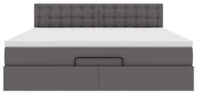 Cama otomana com colchões &amp; LEDs 180x200 cm couro artificial