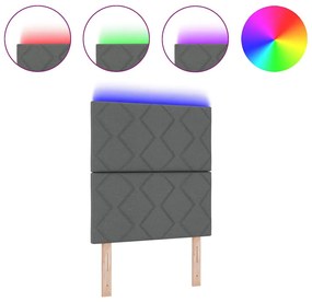 Cabeceira LED vidaXL Design Blocos de Diamante Cinza Escuro 80 cm Teci