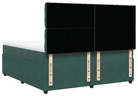Cama com molas/colchão 200x200 cm veludo verde-escuro