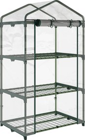 Outsunny Estufa de Jardim com 3 Prateleiras Metálicas e Porta Enrolável Estufa de Varanda Exterior 69x49x125cm Transparente | Aosom Portugal
