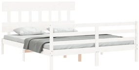 Estrutura de cama com cabeceira 160x200 cm madeira maciça