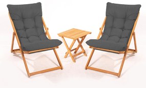 Conjunto de Mesa e Cadeiras de Jardim My005 – Cinzento Natural – Mesa: