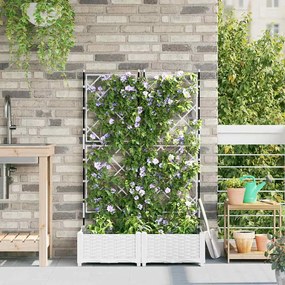 vidaXL Jardineira com Treliça 2 pcs Branca 80x40x125,5 cm
