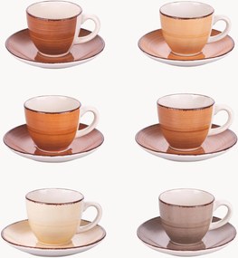 Chávenas de café expresso pintadas à mão com pires Baita, conjunto de 6