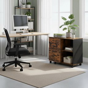 Armário para escritório  de arrumação com 3 gavetas e compartimentos, em estilo industrial 40 x 80,2 x 65,3 cm castanho, preto