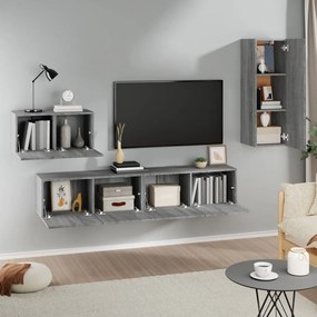 Conjunto móveis de TV 4 pcs madeira processada sonoma cinza