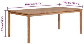 Mesa de jardim 200x100x77 cm madeira teca maciça