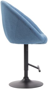 Banco de bar London em tecido e com estrutura preta 65 x 107-128 x 57 cm Azul