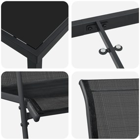 Conjunto de Jantar de Jardim 7 Peças Preto Textilene e Aço
