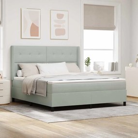 Cama Box Spring com Colchão Cinza Claro 180x200 cm Veludo